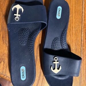 OKA b. Blue Embossed Sandals